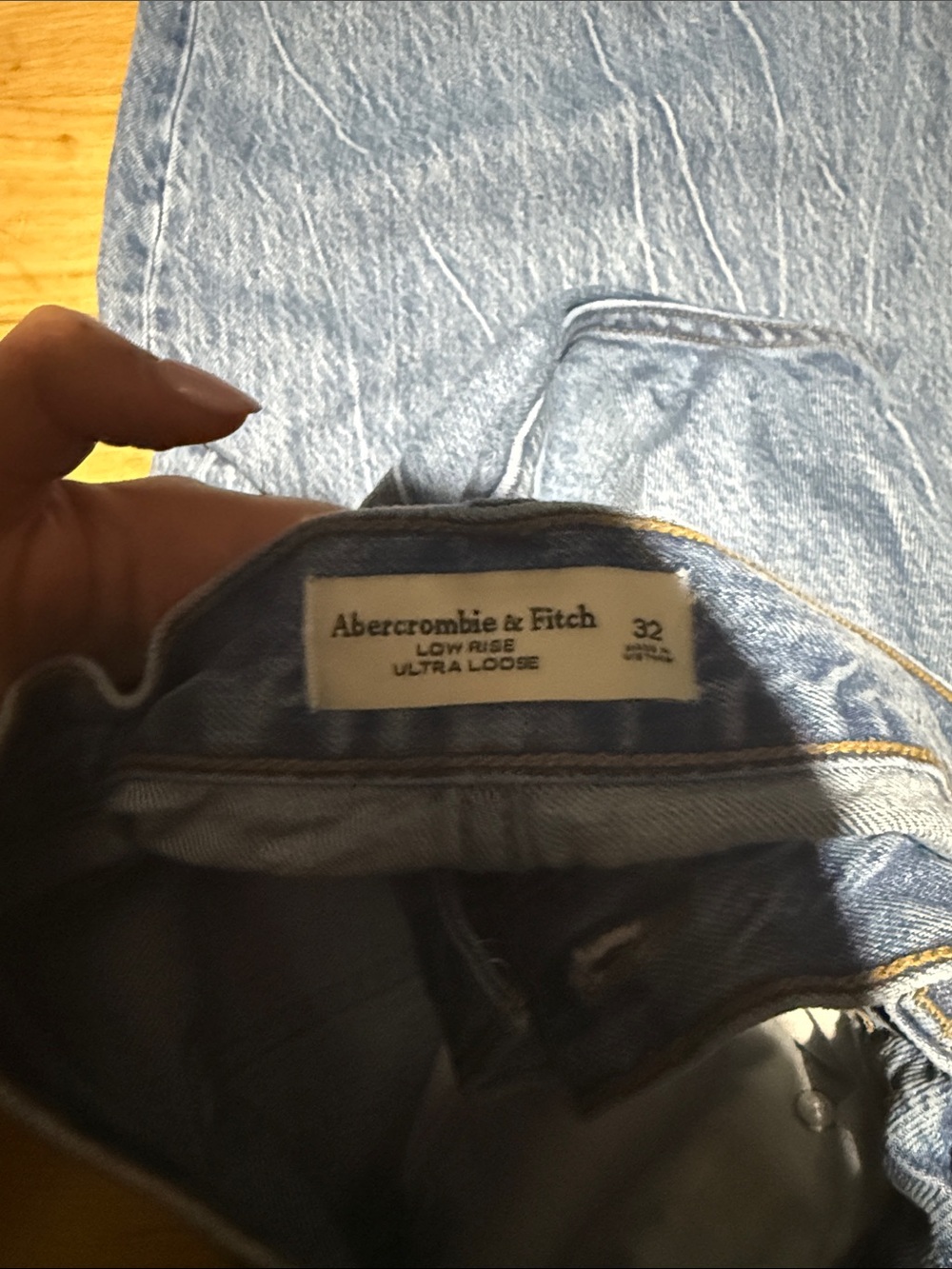 Abercrombie & Fitch Light Blue Wide Leg Jeans - Picture 3 of 3